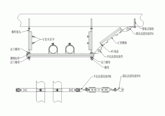 組合門型抗震支吊架側縱向大樣圖