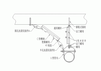 單管側向抗震支吊架大樣圖